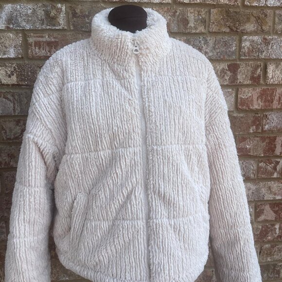 STOOSH by 26 International Women's Knit Textured Faux Fur Cord Puffer Jacket M - Picture 9 of 13